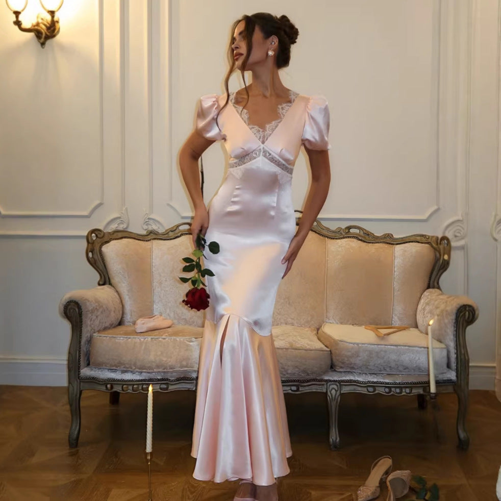 Spitzen Bodycon Kleid mit Schlitz – Bild 2 | LuxeStyle