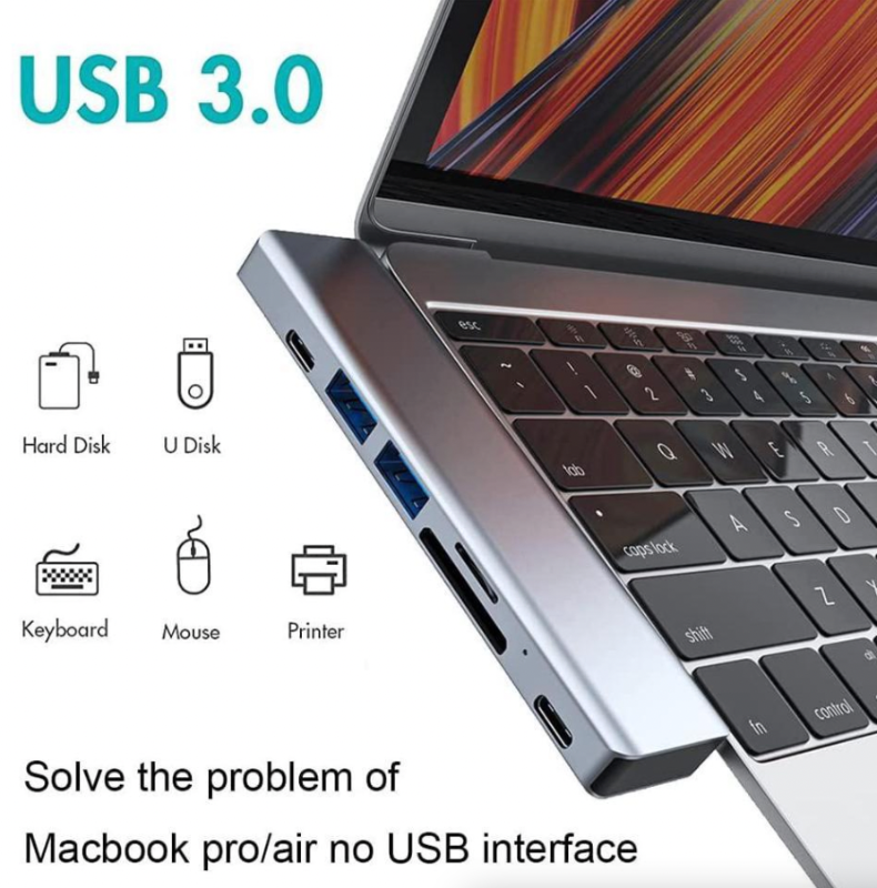 Multiport USB-C Hub für MacBook Pro/Air
