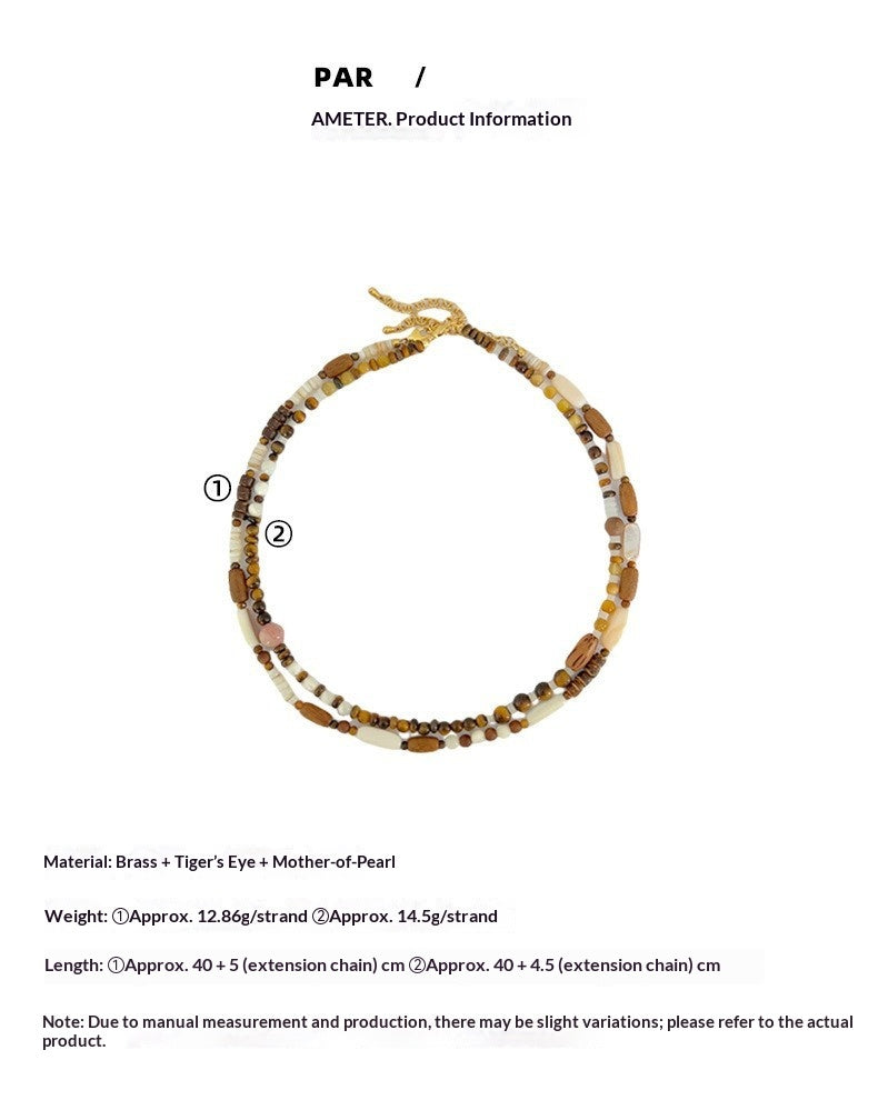 Tiger Eye Stein & Muschelperlenhalskette 41–50 cm – Bild 5 | LuxeStyle