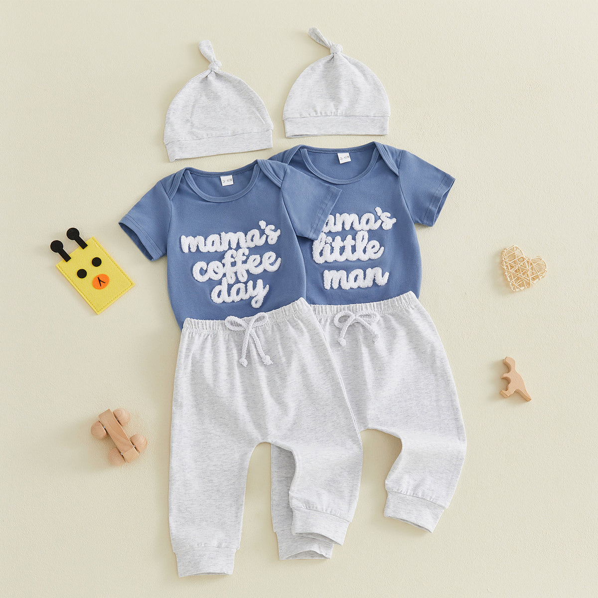 Baby‑Set mit Stickerei – Kurzarm‑Body, lange Hose, Hut – Bild 6 | LuxeStyle