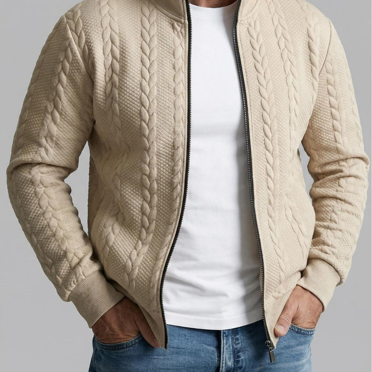 Jacquard Stehkragen Jacke für Herren