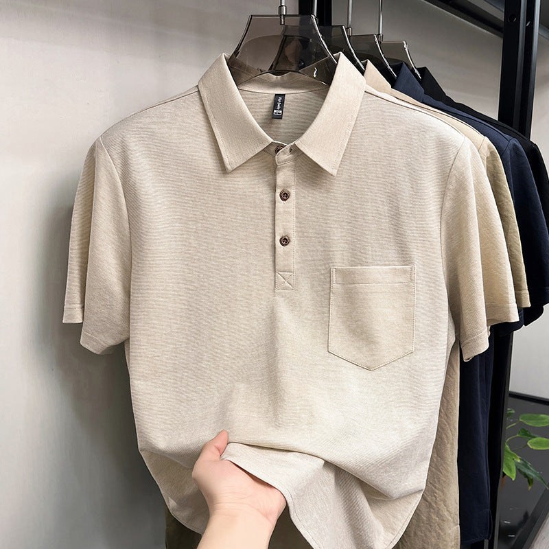Kurzarm-Shirt Leinen mit Brusttaschen