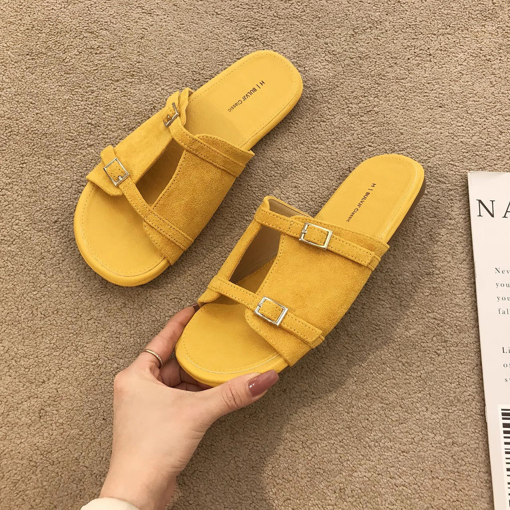 Retro-Sandalen mit flachem Absatz