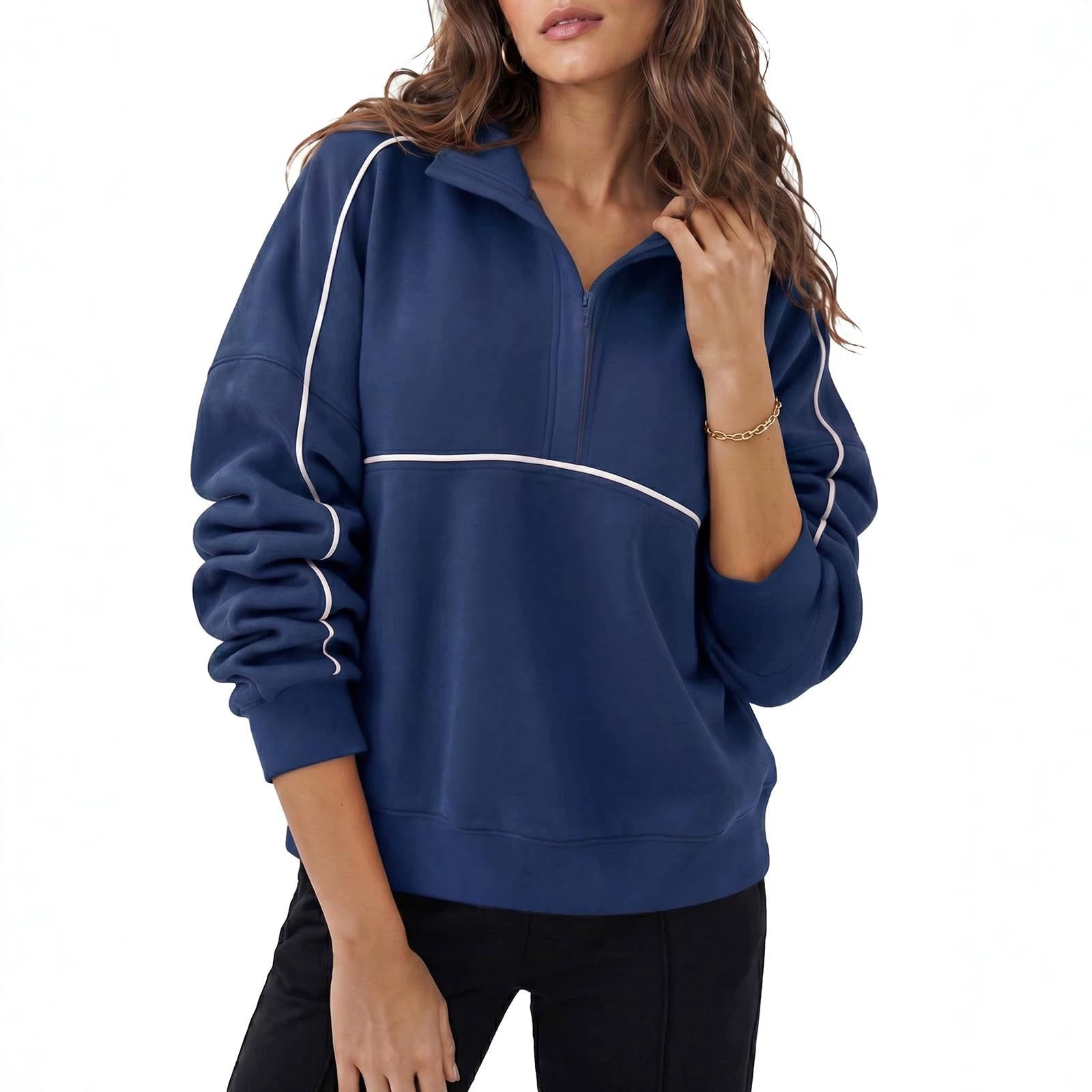 Sweatshirt mit Reissverschluss & Revers