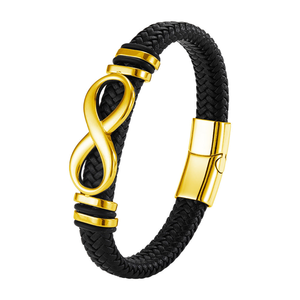 Geflochtenes Edelstahl-Lederarmband – Bild 6 | LuxeStyle