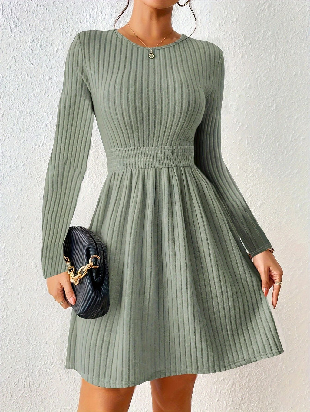Kleid mit Rundhalsausschnitt, lange Ärmel, A-Linie – Bild 2 | LuxeStyle