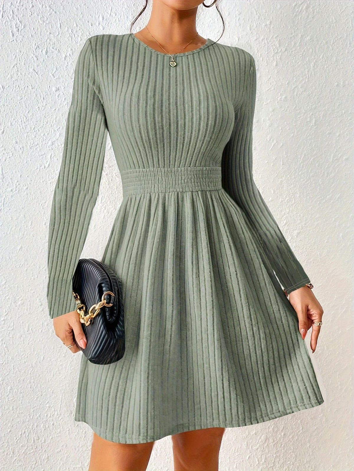Kleid mit Rundhalsausschnitt, lange Ärmel, A-Linie – Bild 2 | LuxeStyle