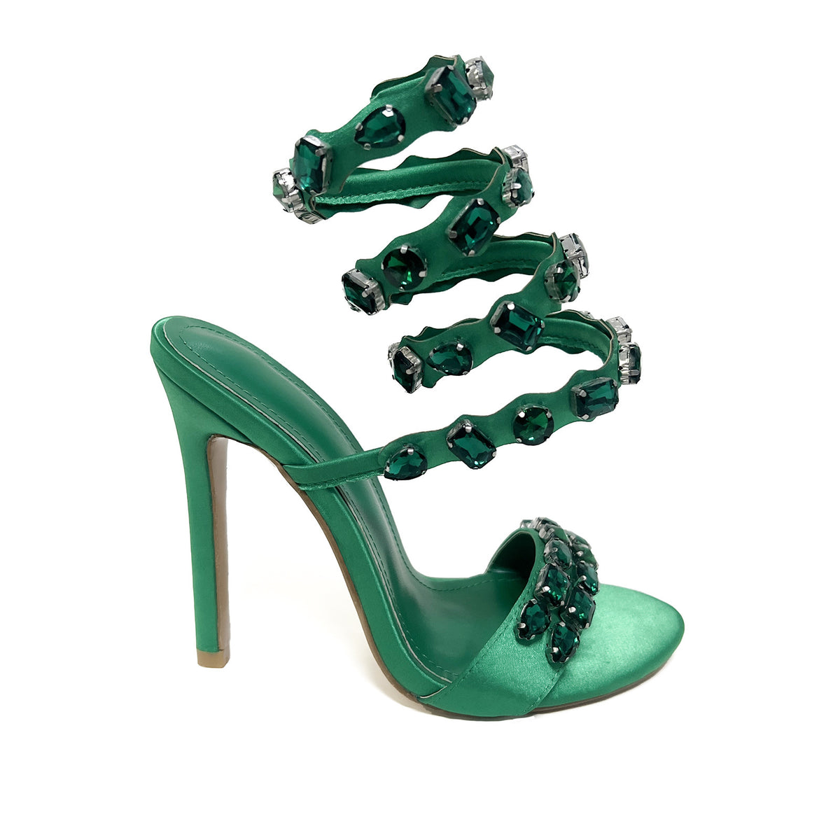 Satin-Sandalen mit Stiletto-Absatz und Strass – Bild 16 | LuxeStyle