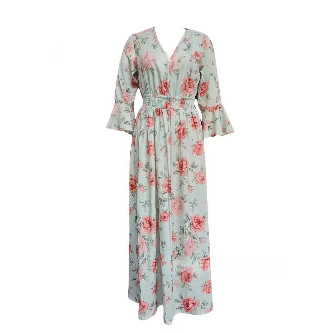 Geblümtes A-Linien Maxikleid – Bild 3 | LuxeStyle