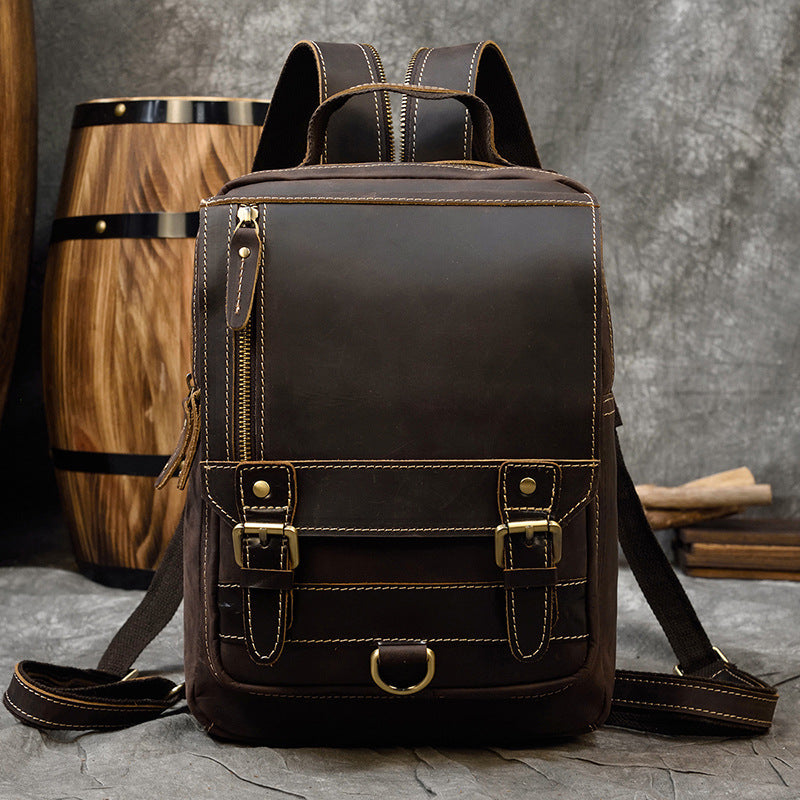 Retro Lederrucksack für Herren und Studenten – Ansicht 5