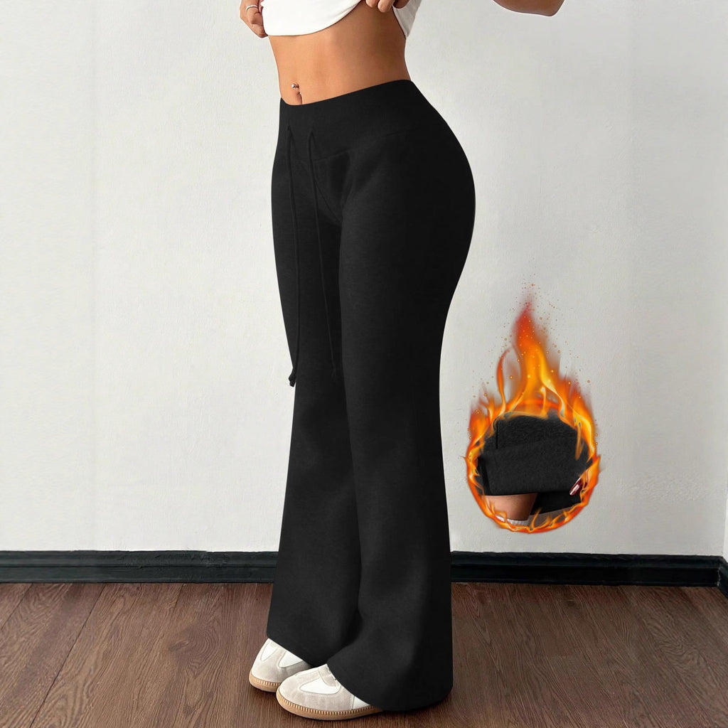 Gefütterte Fleece-Hose mit hohem Bund – Bild 3 | LuxeStyle
