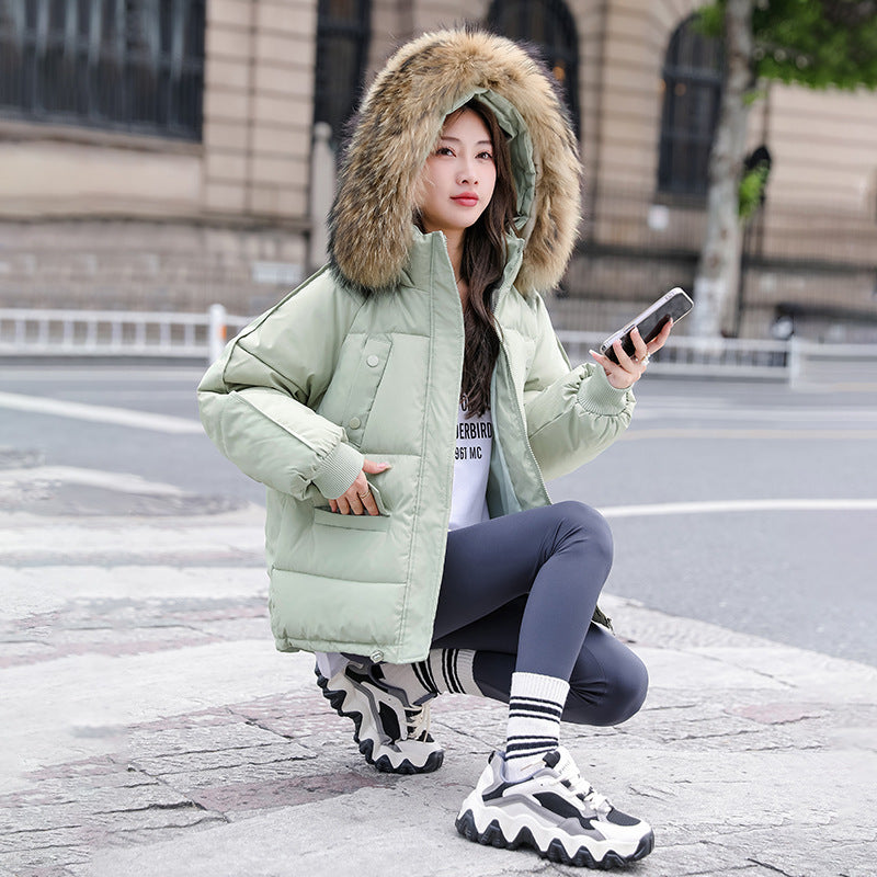 Damen Steppjacke mit grossem Fellkragen