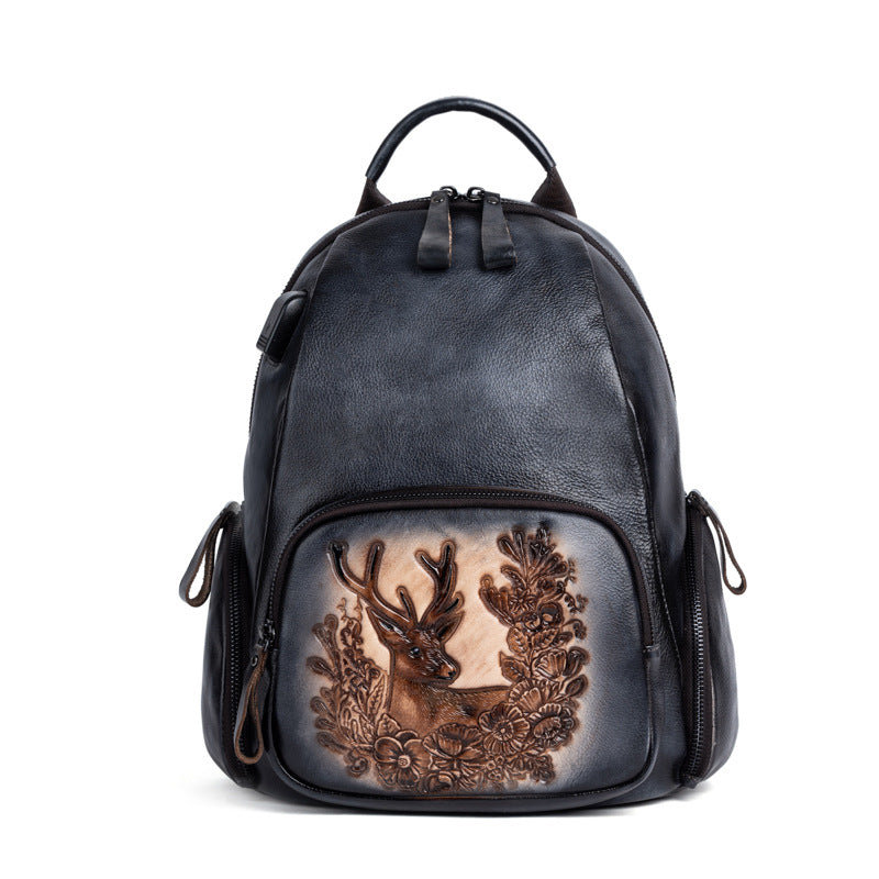 Rucksack Retro-Hirschkopf aus Rindsleder – Bild 5 | LuxeStyle