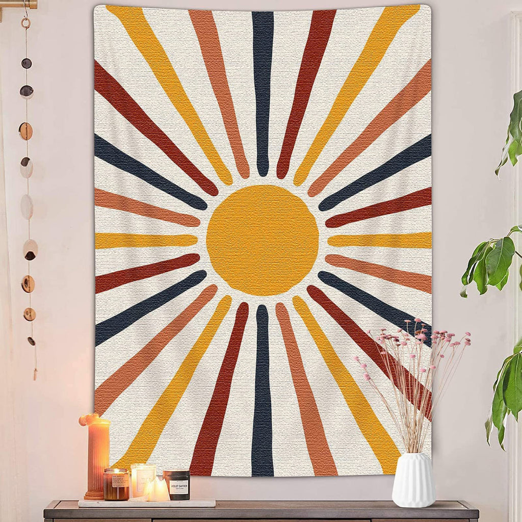 Bohemian Sun Wandteppich im Retro-Stil