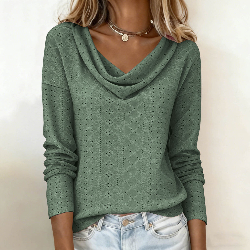 Langarm V-Neck Shirt für Damen