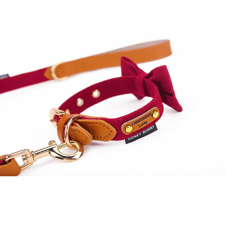 Lederhalsband mit Schleife und Leine – Bild 8 | LuxeStyle