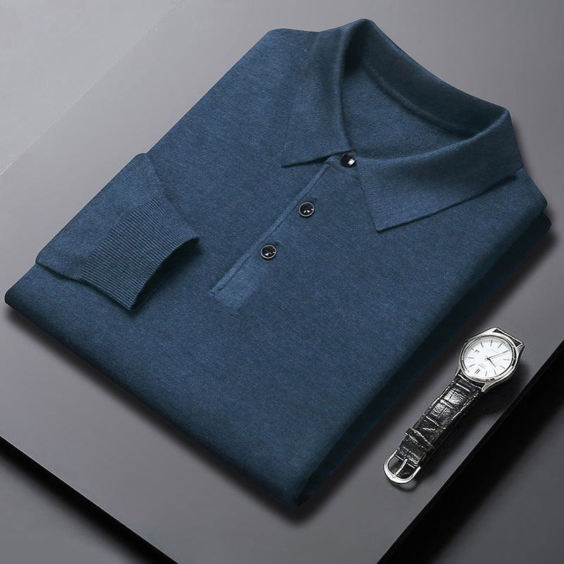 Poloshirt mit Rundhalsausschnitt, gestrickter Pullover – Bild 6 | LuxeStyle