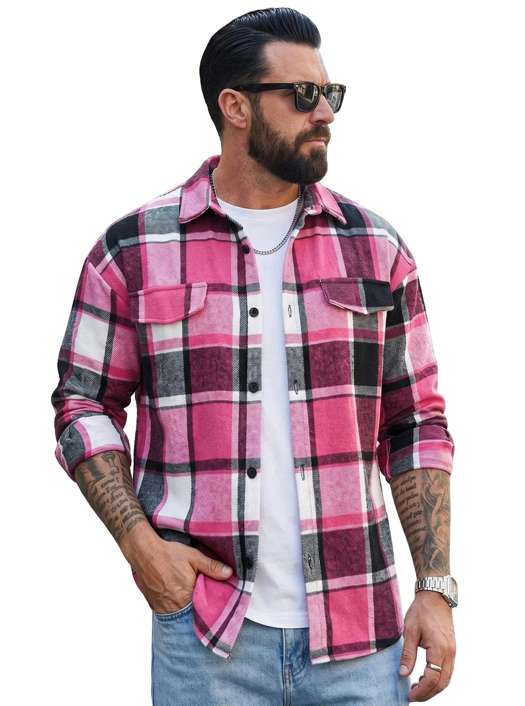 Herren Cardigan mit Reverskragen und Karomuster