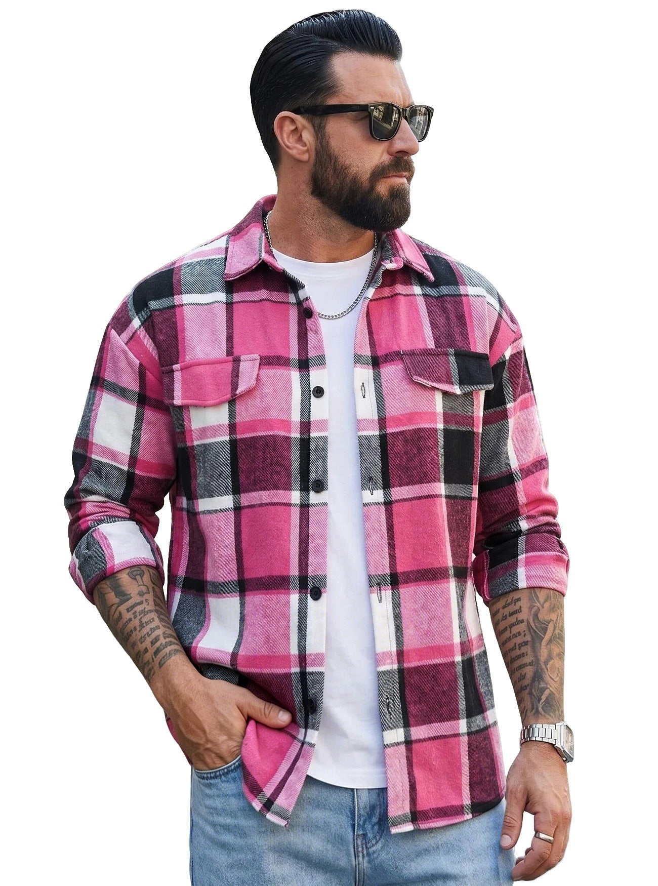 Herren Cardigan mit Reverskragen und Karomuster