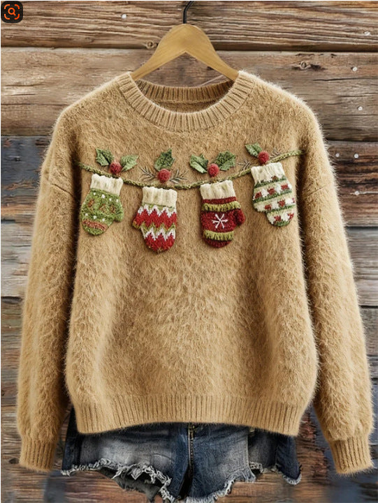 Digital-Print Christmas Hoodie für Damen