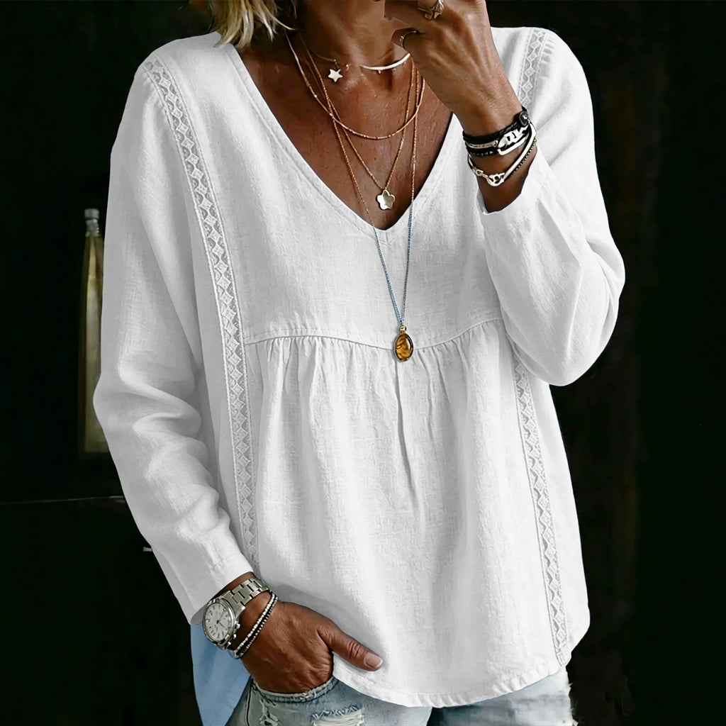 V-Neck Pullover mit Spitze