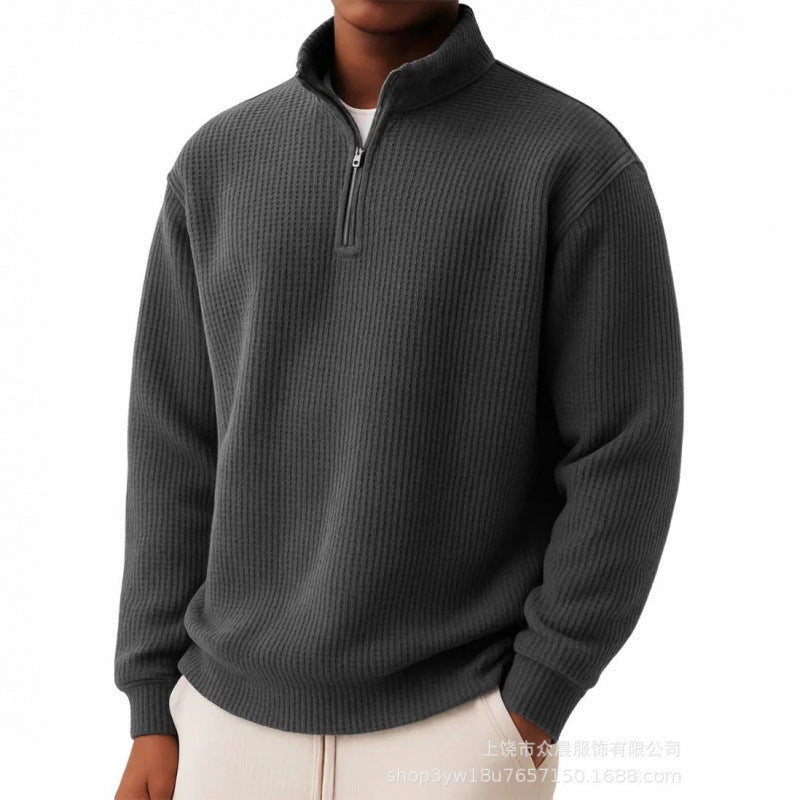 Lässiger kariierter Langarm-Pullover mit Reissverschluss – Bild 5 | LuxeStyle