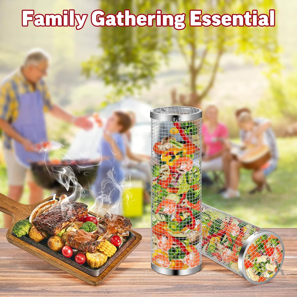 Rollender Grillkorb-Set aus Edelstahl – Ansicht 2
