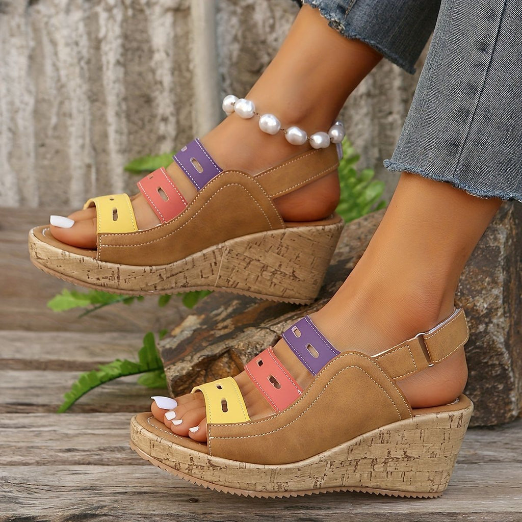 Plateau-Sandalen im Color-Block-Design