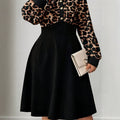 Midi-Kleid mit Leopardenmuster und Polo-Kragen