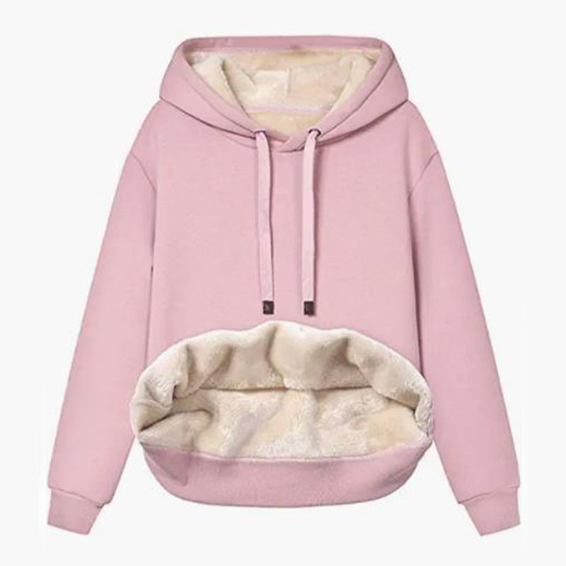 Warmes Fleece Kapuzen-Sweatshirt mit Taschen