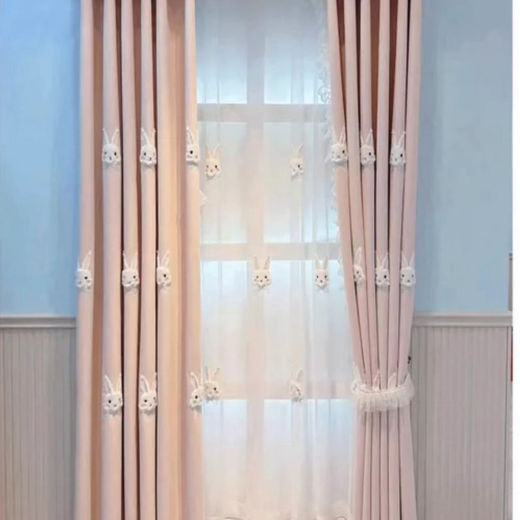 Kinderzimmer Vorhang rosa Häschen