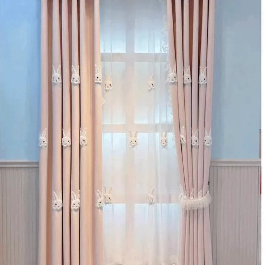 Kinderzimmer Vorhang rosa Häschen