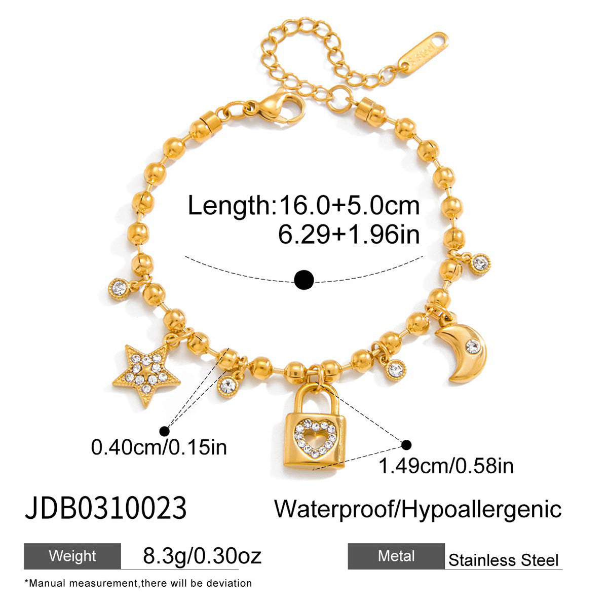 Damen-Armband aus Edelstahl mit weissen Strasssteinen – Bild 2 | LuxeStyle
