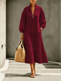 Schlanker Swing-Kleid in Weinrot – Bild 12 | LuxeStyle