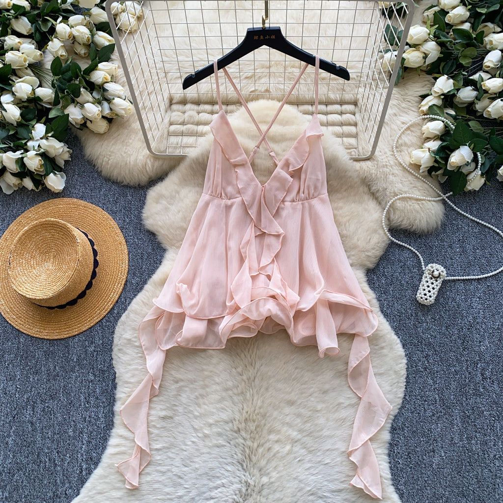 V-Neck Camisole mit Rüschen
