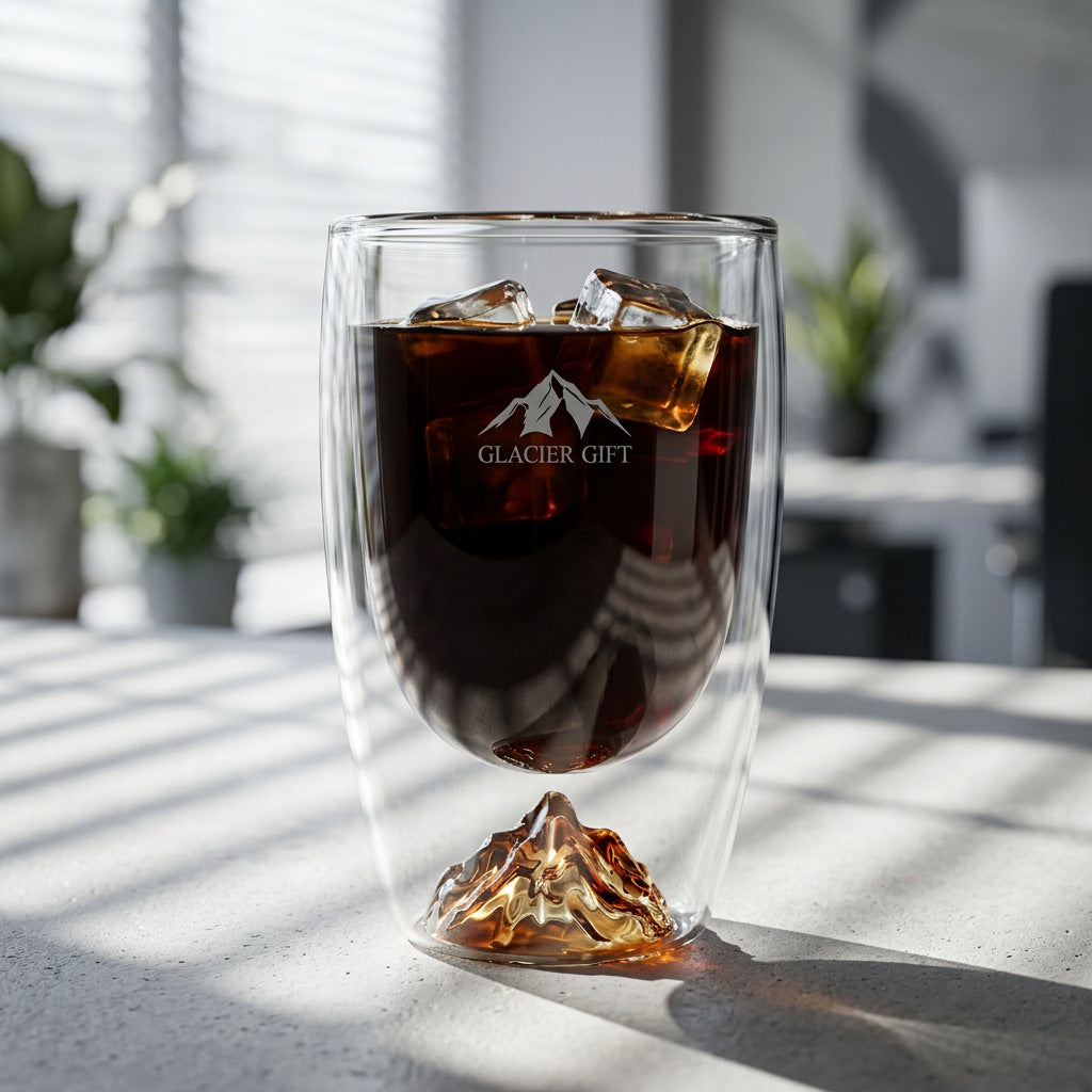 Doppelwandiges Glas mit Schneeberg-Muster