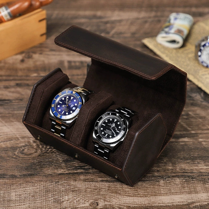 Uhrenaufbewahrungsbox aus Rindleder – braun | LuxeStyle