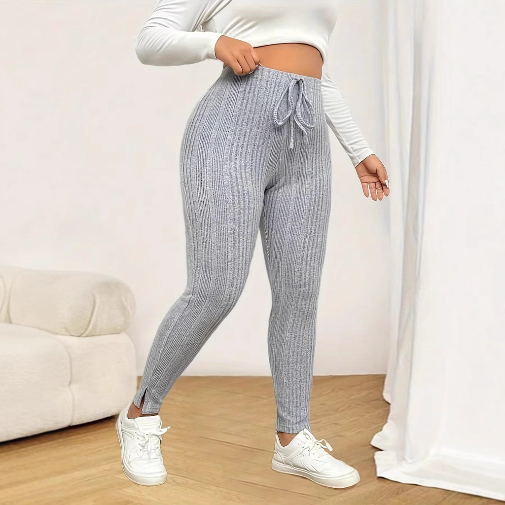 High-Waist Leggings mit Rippstruktur