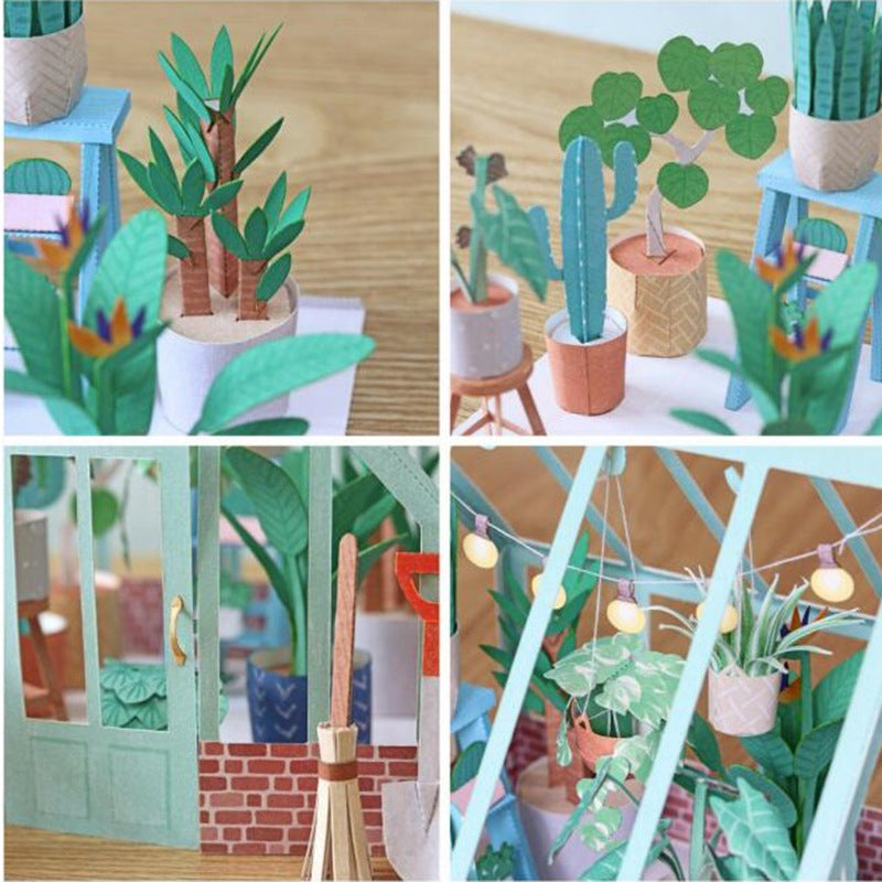 Miniatur-Gewächshaus 3D-Papiermodell zum Selberbauen