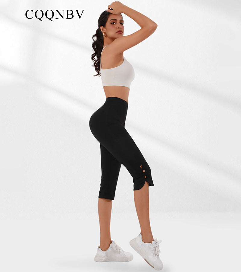 High-Waist Capri Leggings mit Schlitz