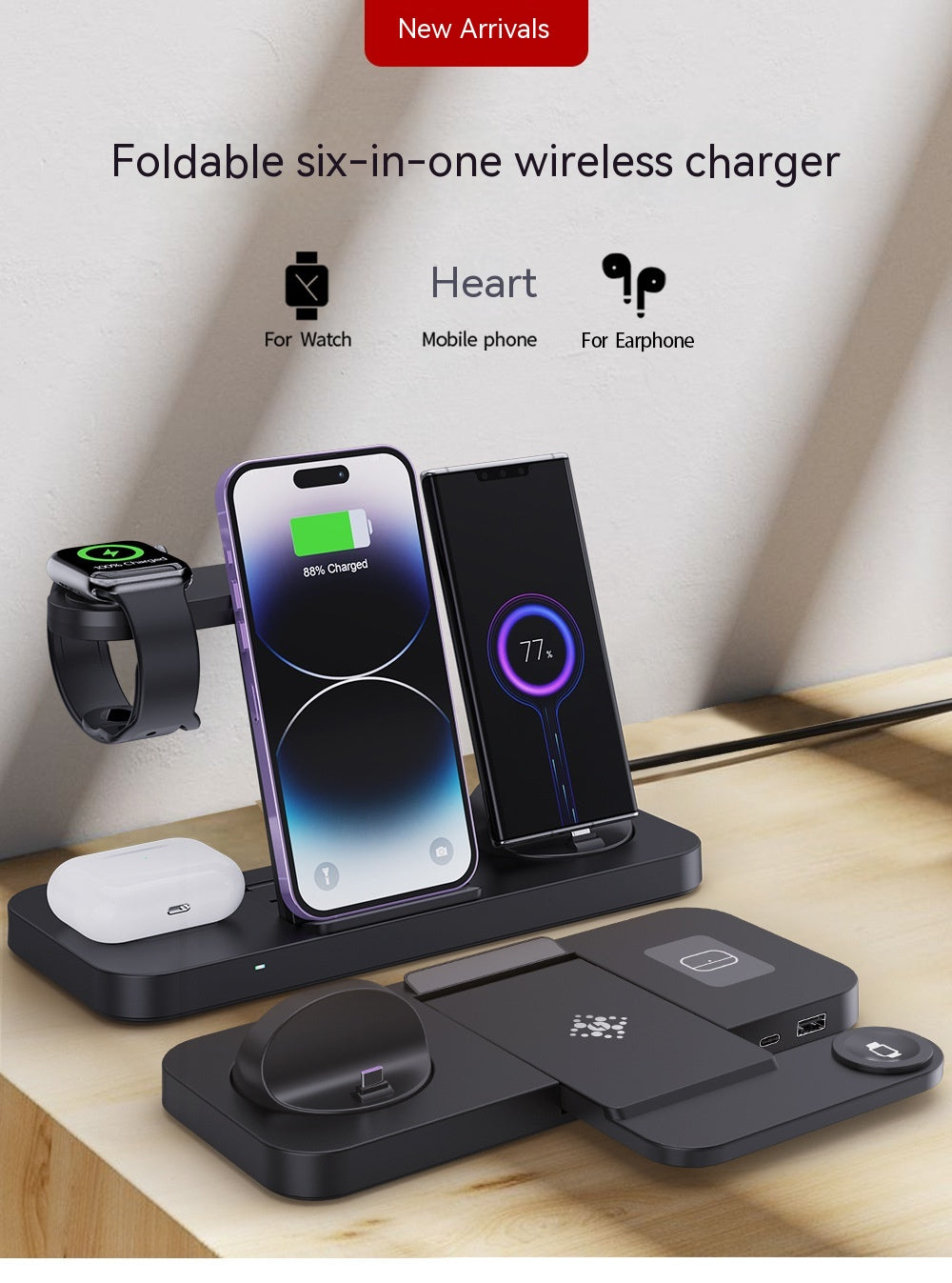 3-in-1 Wireless Charger für Handy, Kopfhörer & Uhr – Bild 3 | LuxeStyle