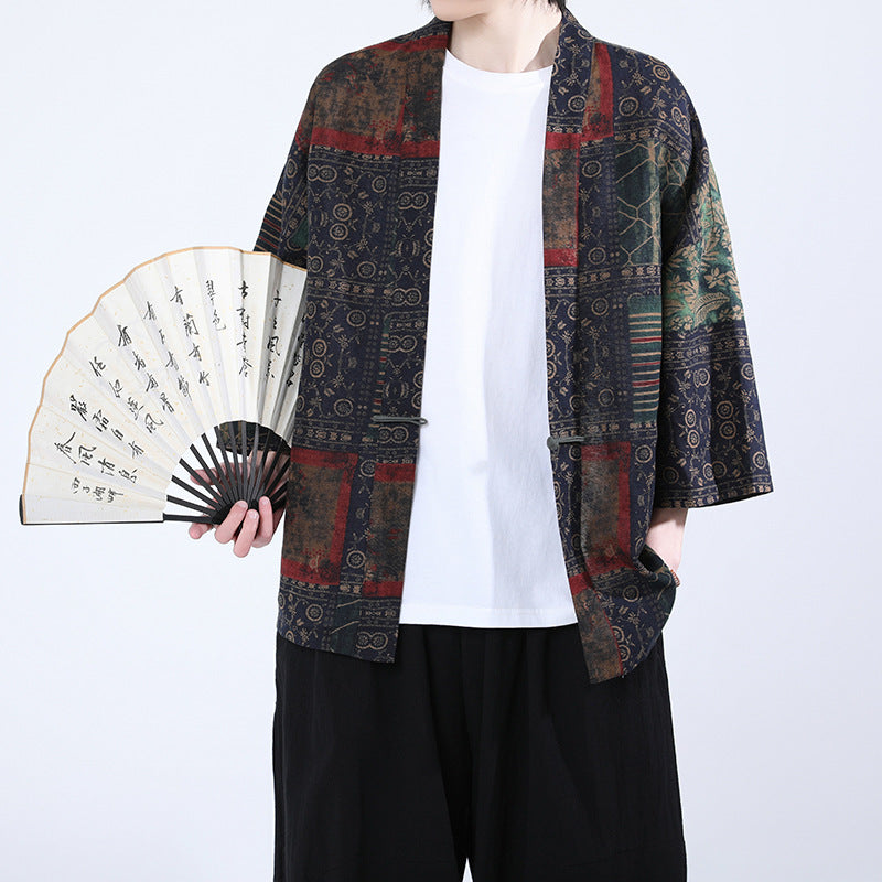 Chinesischer Cardigan mit Knopfleiste und Sonnenfaktor