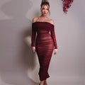 Off-Shoulder-Plisseekleid «Aurélie» schulterfrei, Damen – LuxeStyle