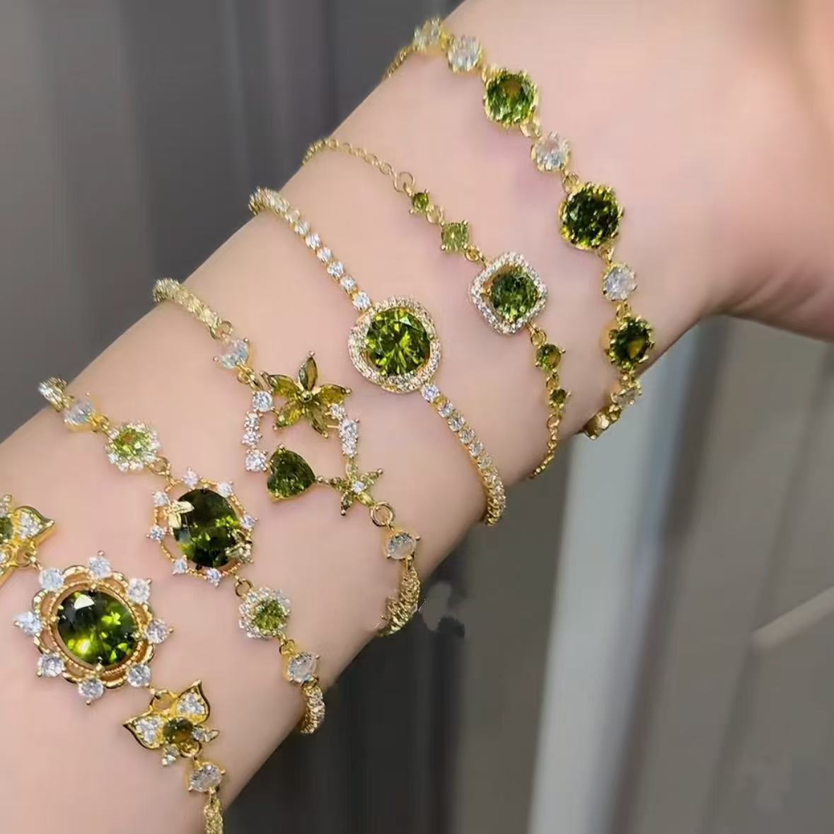 Vergoldetes Zirkonia Armband, geometrisch