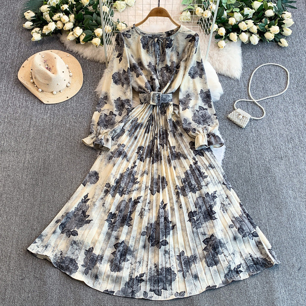 Bedrucktes Midikleid mit weitem Faltenrock – Bild 6 | LuxeStyle