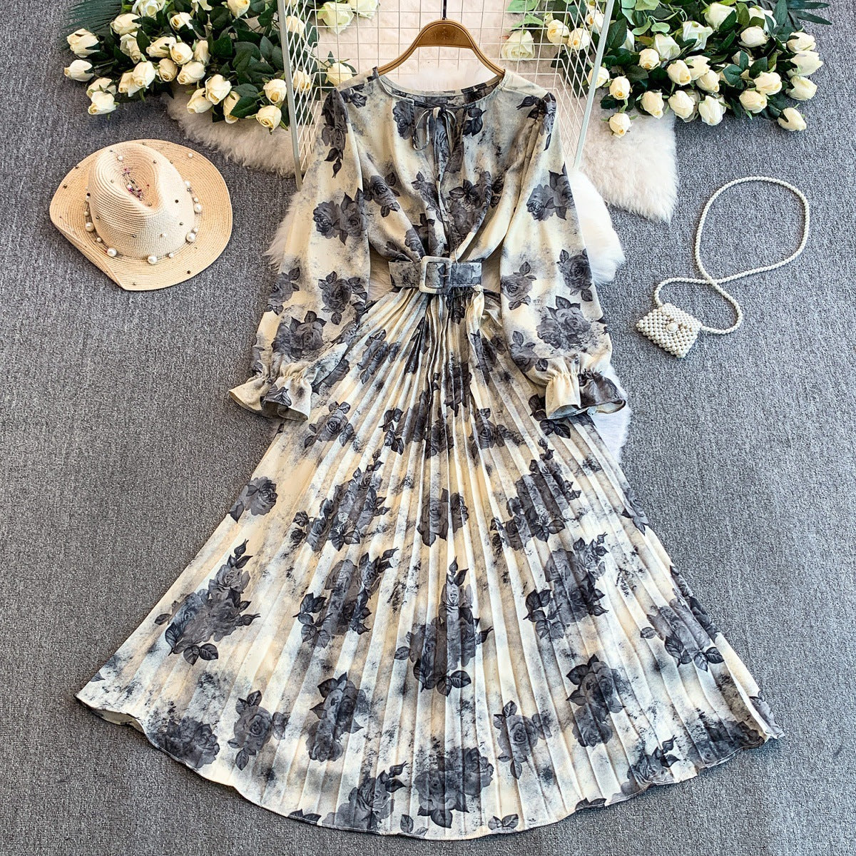 Bedrucktes Midikleid mit weitem Faltenrock – Bild 14 | LuxeStyle