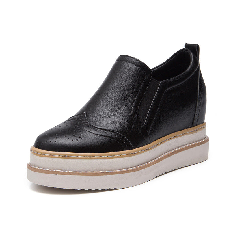 Brogue Plateau-Schuhe aus Leder mit Absatzerhöhung