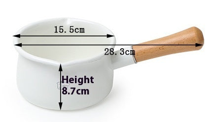 Emaille Suppentopf mit Holzgriff