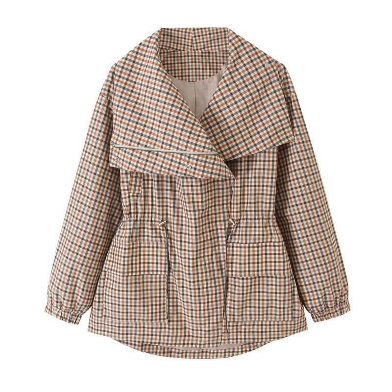 Karierter Trenchcoat mit Bindegürtel | LuxeStyle
