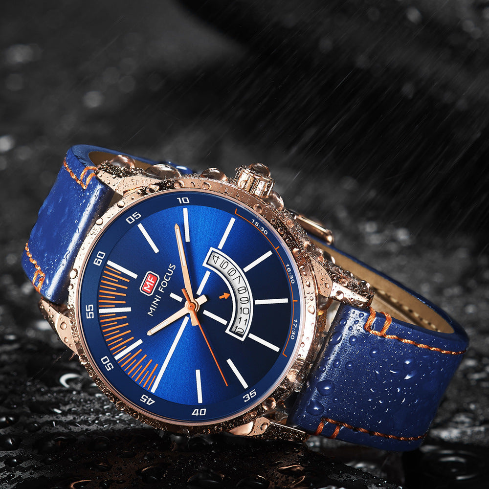 Herren-Armbanduhr mit Kalender und Lederarmband | LuxeStyle